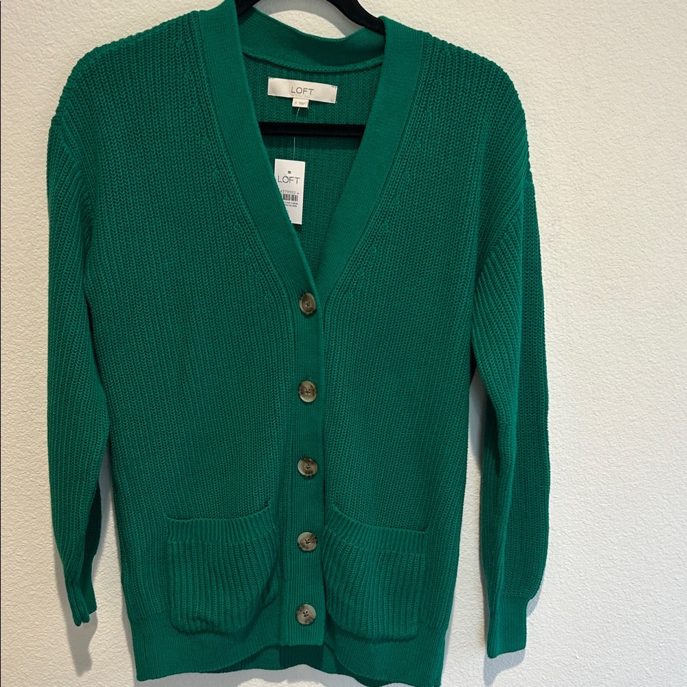 LOFT Emerald Button-Up Cardigan